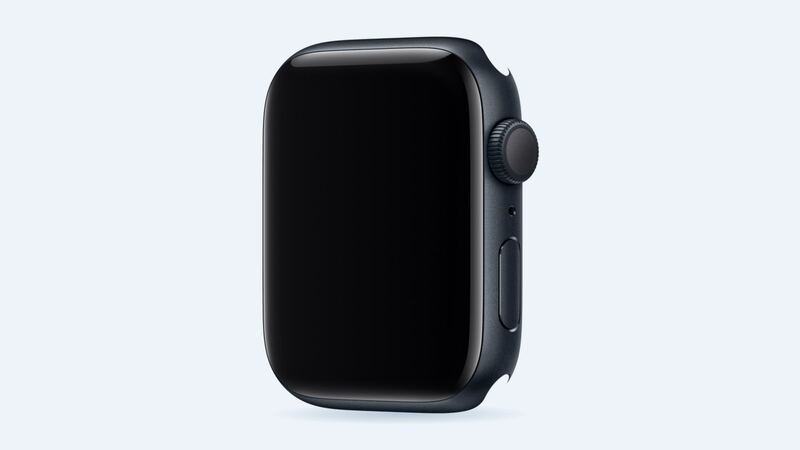 Apple Watch SE (2nd generation) in Midnight aluminum, case angled view