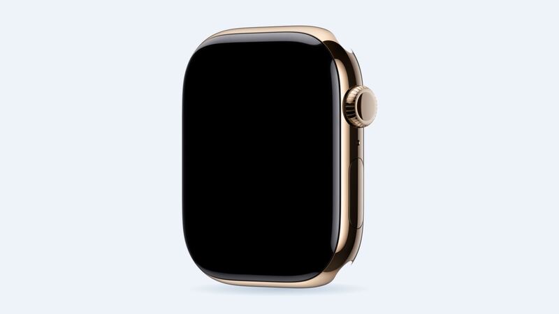 Apple Watch Series 10 in gold titanium, angled front view of the case