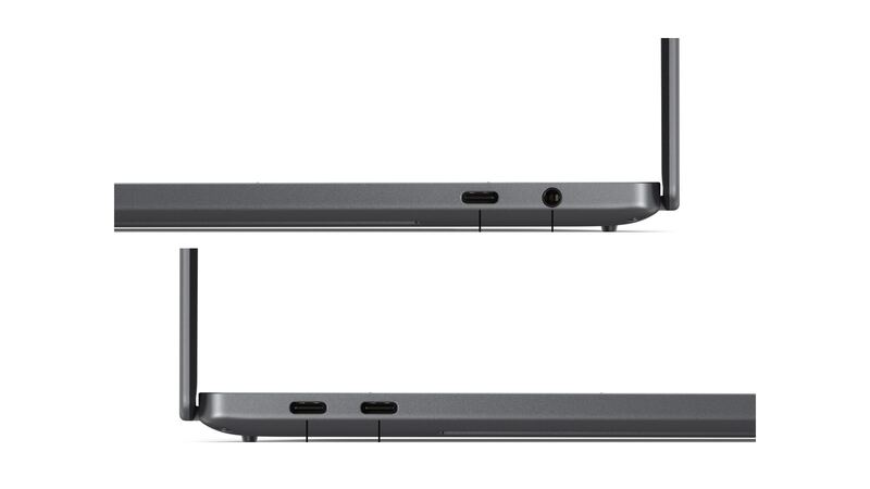 Dell XPS 16 (2026) side views showing its USB-C Thunderbolt ports and headphone jack