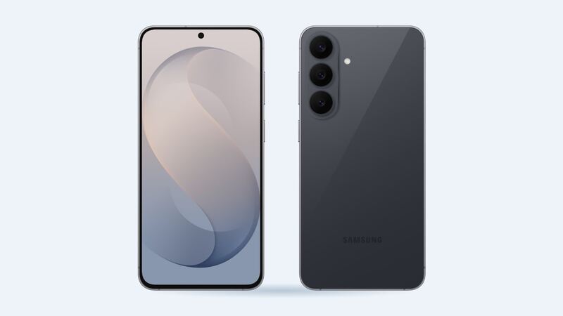 Galaxy S26 FE in dark gray, front and back