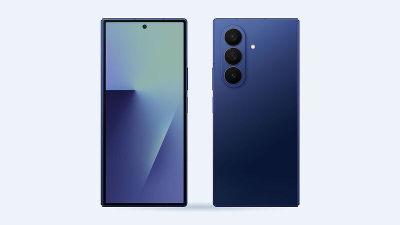 Galaxy Z Fold7 in blue, cover screen and back