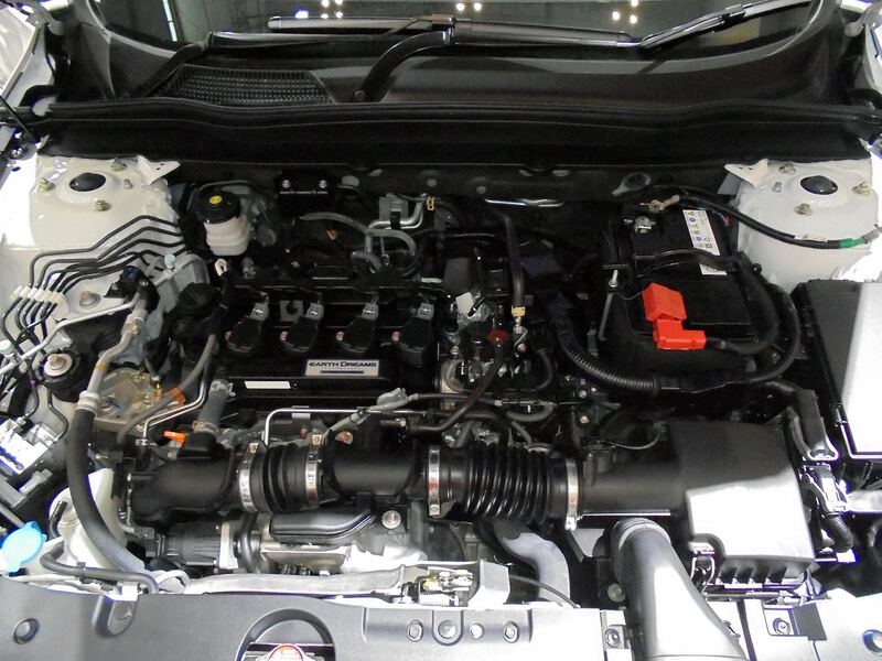 2021 Honda Accord 1.5-liter turbo engine bay with the hood open
