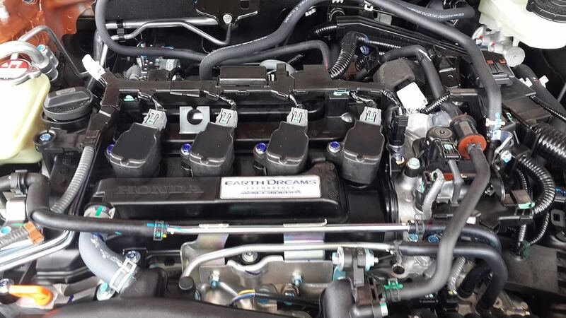 10th-generation Honda Civic 1.5-liter turbo engine bay with the hood open
