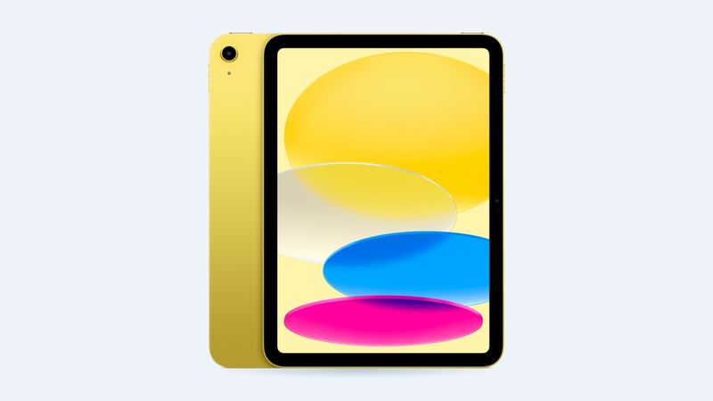 iPad (10th generation) in Yellow, back and front