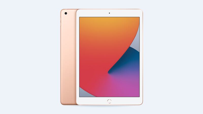 iPad 8th generation in gold with white front, back and front