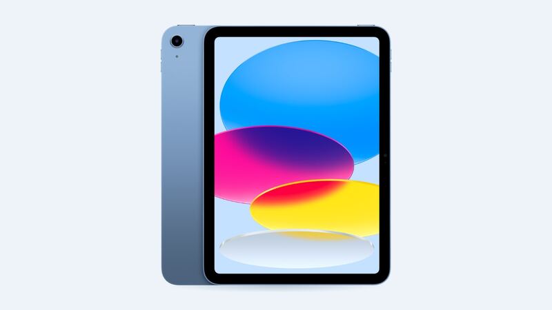 iPad (A16) in blue, back and front