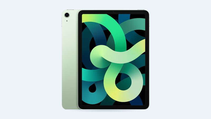 iPad Air 4th generation in green, back and front