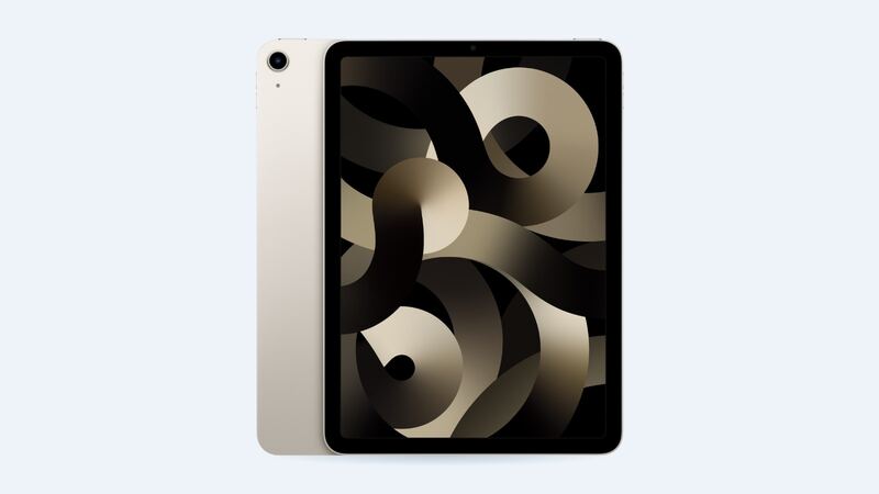 iPad Air 5th generation in starlight, back and front