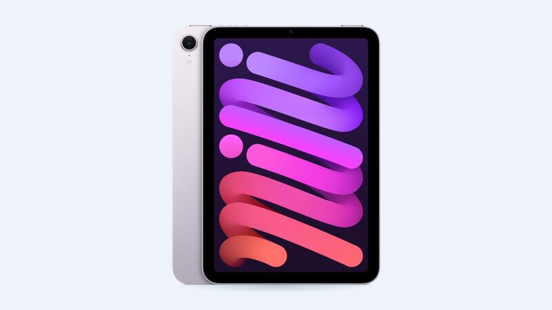 iPad mini (A17 Pro) in purple, back and front