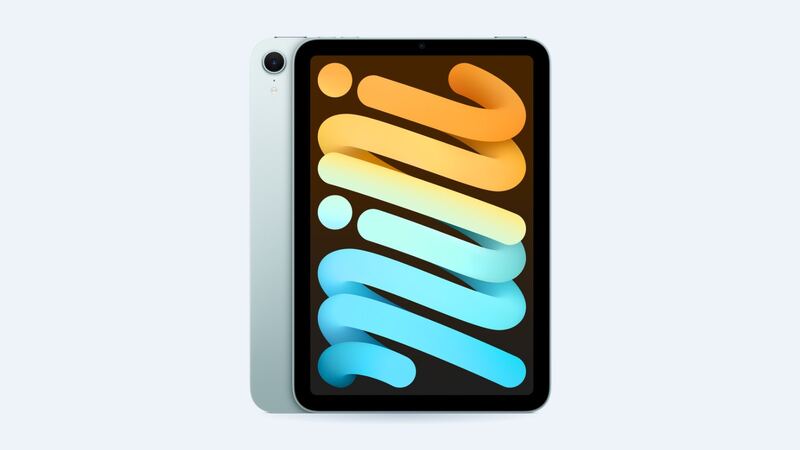 iPad mini (A17 Pro) in blue, back and front