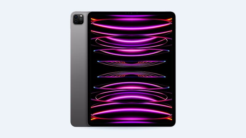 iPad Pro 12.9-inch (6th generation) in space gray, back and front