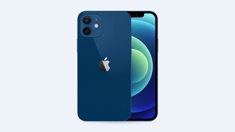 iPhone 12 in blue, back and front