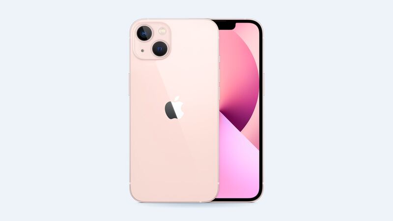 iPhone 13 in pink, back and front