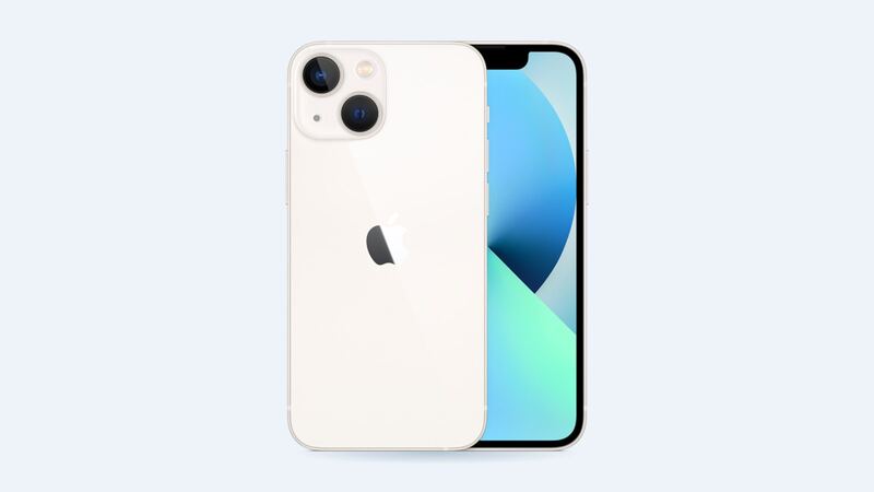 Starlight iPhone 13 mini, front and back