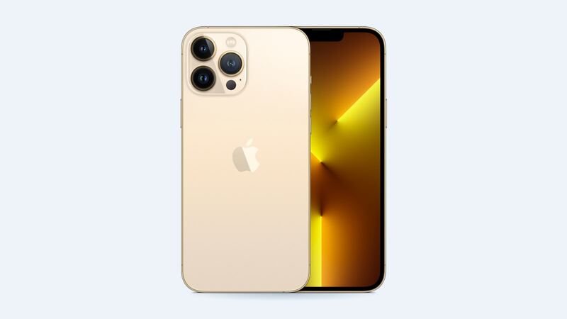 Gold iPhone 13 Pro Max, front and back