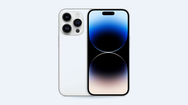 iPhone 14 Pro in silver, back and front