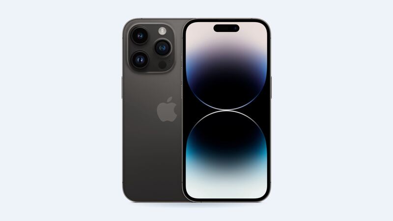 iPhone 14 Pro in space black, back and front
