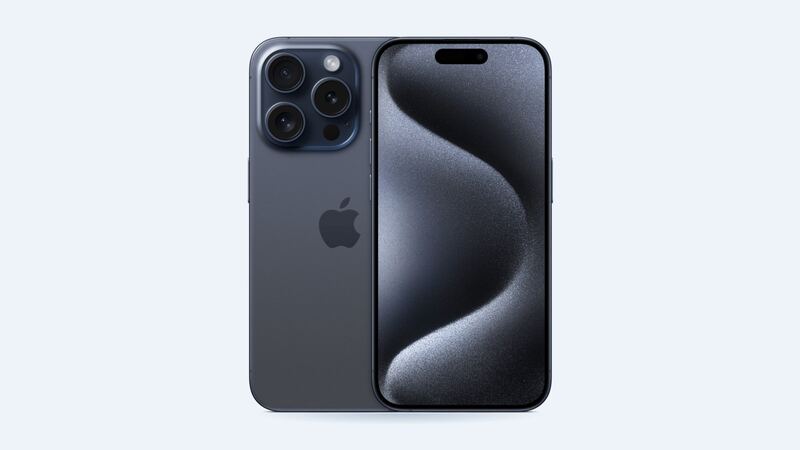Blue titanium iPhone 15 Pro, back and front
