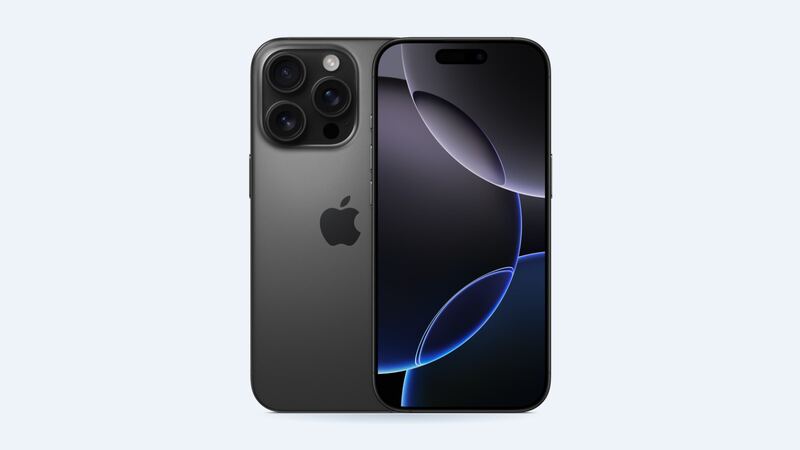 Black titanium iPhone 16 Pro, front and back