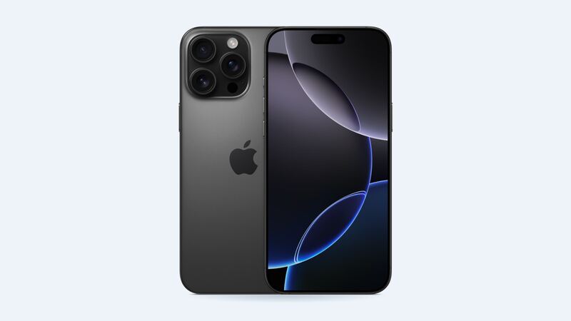 Black titanium iPhone 16 Pro Max, front and back