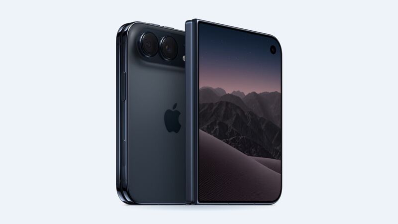Night sky iPhone Duo showing its back and inner screen