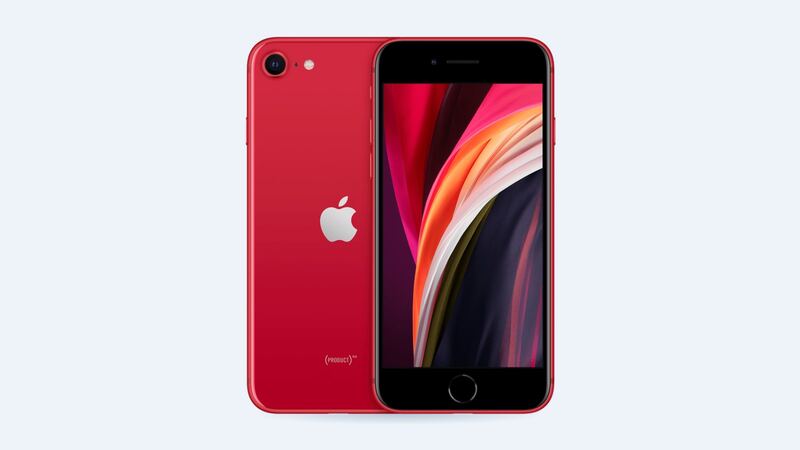 iPhone SE (2nd generation) in (PRODUCT)RED, back and front