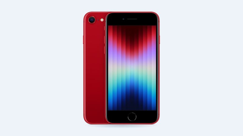 (PRODUCT)RED iPhone SE (3rd generation), back and front