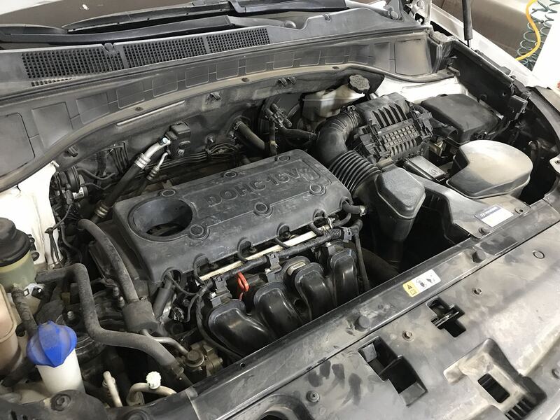 Hyundai-Kia Theta II 2.4-liter engine under an open hood