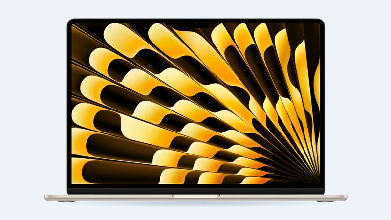 MacBook Air 15-inch in starlight, lid open