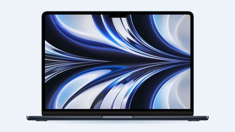 MacBook Air 13-inch (M2, 2022) in midnight, lid open