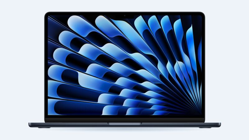 MacBook Air 13-inch (M3, 2024) in midnight, lid open