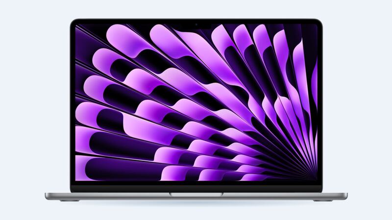 MacBook Air 13-inch (M3, 2024) in space gray, lid open
