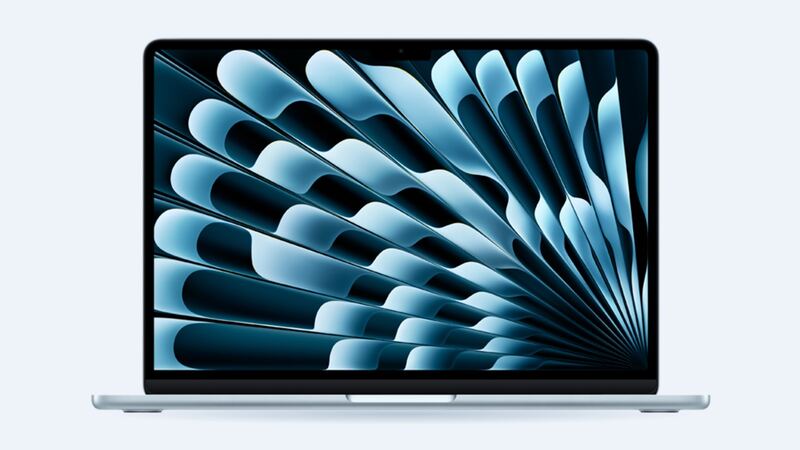 MacBook Air 13-inch (M4) in sky blue, open, front view