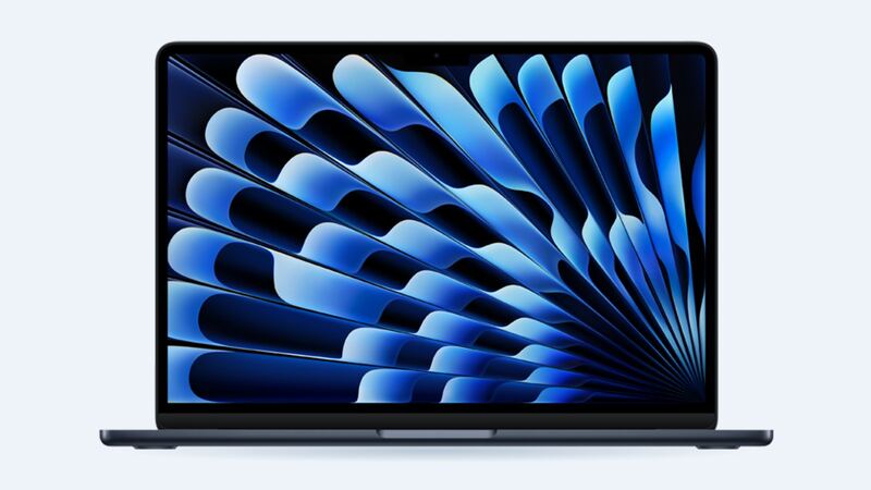MacBook Air 13-inch (M4) in midnight, open, front view