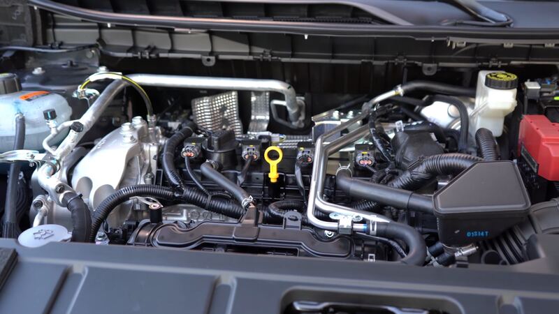 2021 Nissan Rogue 2.5-liter engine bay with the hood open